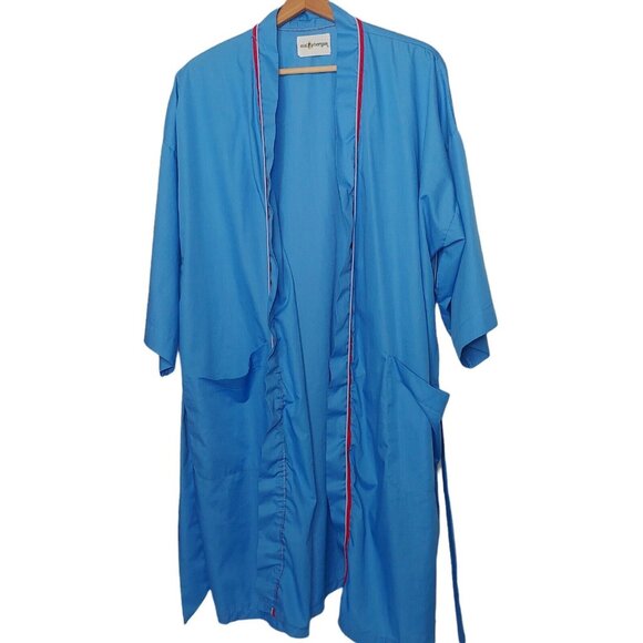 Vintage Mac Phergus Mens XL Robe Blue Red Knee Length Lightweight Belted - Picture 3 of 9